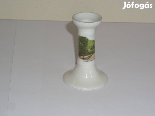 Antik, régi porcelán gyertyatartó, emlék ( Lillafüredi sétány)