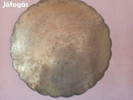 Antik, réz edényalátét, tálca nagyméretű 60 cm-es