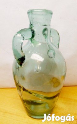 Antik amfora formájú öntött füles palack buborék zárványokkal