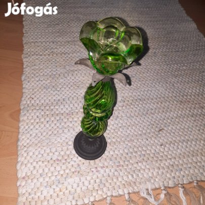 Antik art deco üveg gyertyatartó