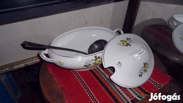 Antik artdeco Gránit kézi festéssel 6 szem. karcmentesen leveses tálka