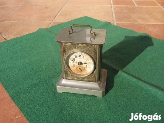 Antik asztali óra, utazó óra ébresztő funkcióval felújítva, tisztítva