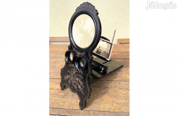 Antik asztali sztereo grafoszkóp régi képnézegető ritka műszaki régisé