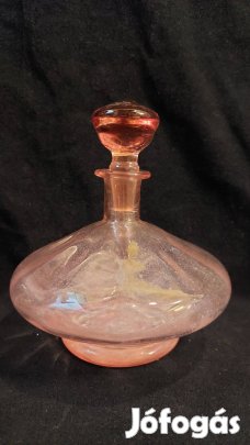 Antik barack színű likőrös üveg palack dugóval