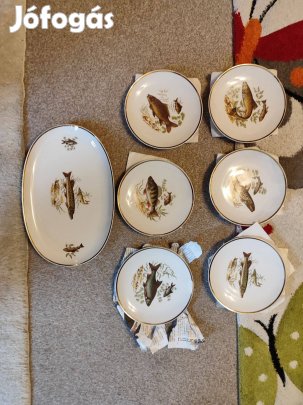 Antik bavaria halas tányérszett 6 tányér+kínáló
