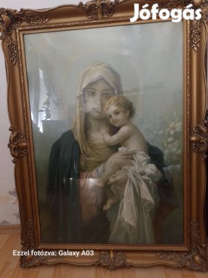 Antik blondel képkeret üveggel, képpel