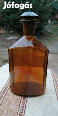 Antik borostyán színű patika üveg 23 cm.