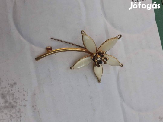 Antik bross kitűző kézműves ötvös munka holdkövekkel 5cm