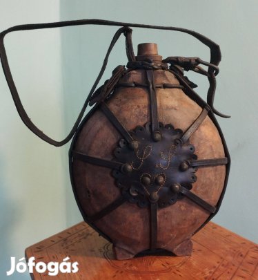 Antik csikóbőr kulacs,csutora anno 1905