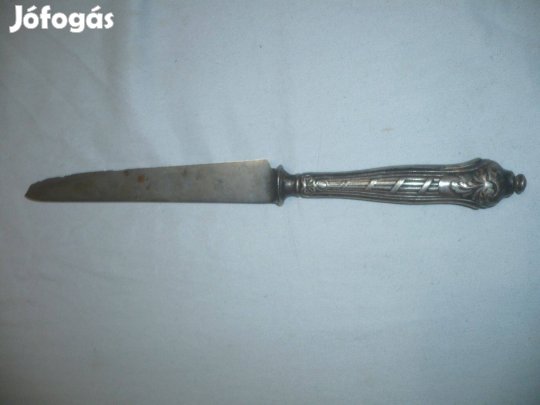 Antik díszes ezüstözött nyelű evőeszköz kés 1898
