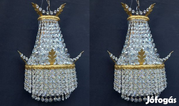 Antik empire stílusú kristály fali lámpa pár