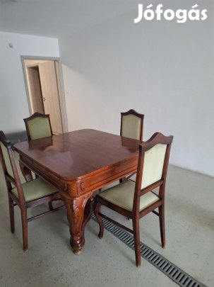 Antik étkezőasztal szkekkel