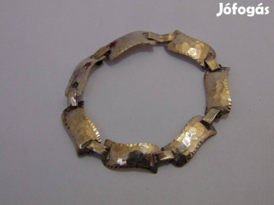 Antik ezüst, széles lapokból álló, különleges karkötő, 20 cm