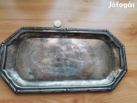 Antik ezüstözött jelzett tál Szép régi db
