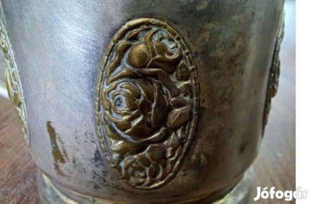 Antik ezüstözött pohártartó
