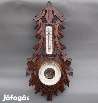 Antik fa fali barométer hőmérő