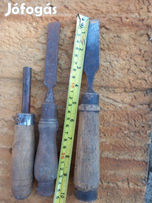 Antik fa nyelű vésők asztalos szerszám