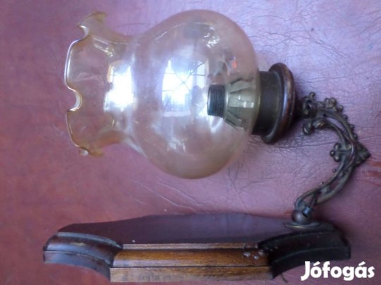 Antik fa réz lámpa falilámpa