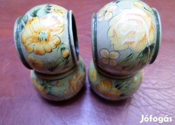 Antik fa szalvéta tartó gyűrű kézi festés