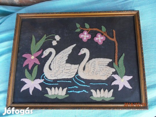 Antik falikép, horgolt hattyú kép 5000 ft:Lenti