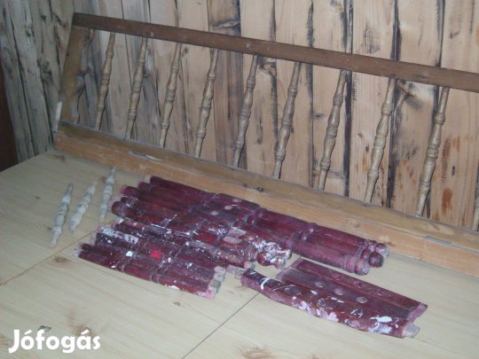 Antik faragott fa háttámla, farudak, alkatrész kreatív munkához