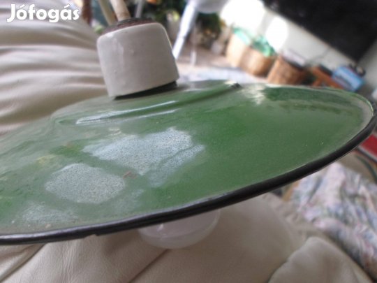 Antik fém lámpabúra, zöld, ipari