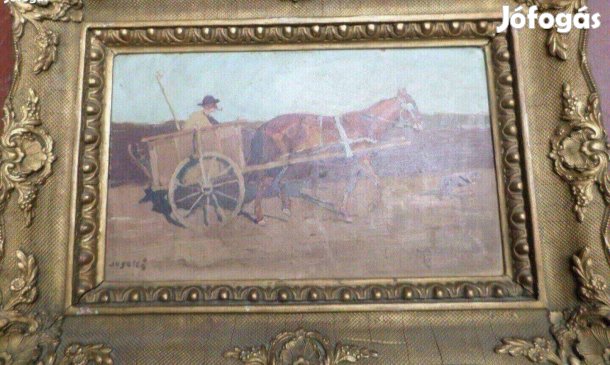 Antik festmény Juszkó Béla (1877-1969) lovas tájkép