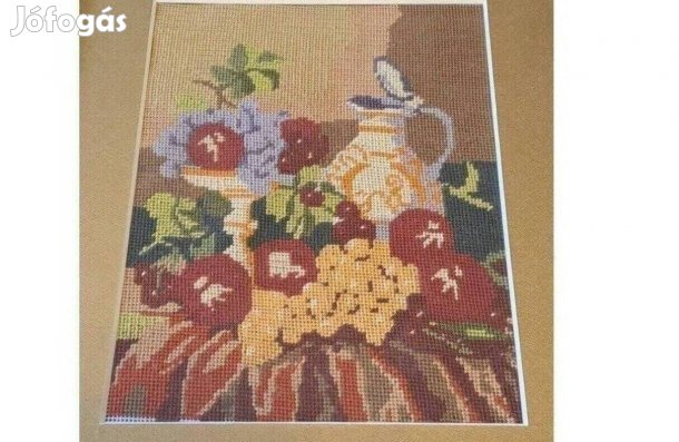 Antik gobelin üveg mögött