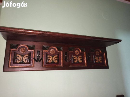 Antik gótikus reneszánsz faragott keményfa fali ruha fogas