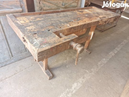 Antik gyalupad régi satupad népi munka asztal satu asztal