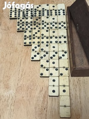 Antik gyűjtői csont fa domino
