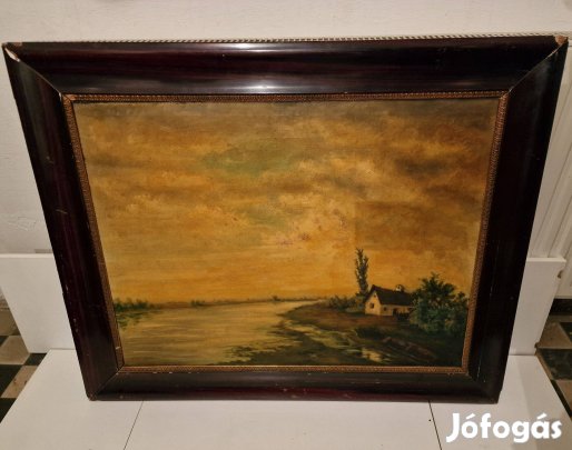 Antik hangulatos tájkép olajfestmény