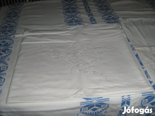 Antik hímzett 100% pamut vászon nagy párna huzat 95x70cm