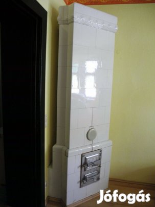 Antik hófehér porcelán csempés cserépkályha