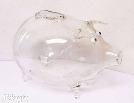 Antik huta malacka forma persely, nagyon ritka antik darab