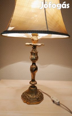 Antik impozáns barokk réz asztali olvasó éjjel lámpa tűzaranyozott