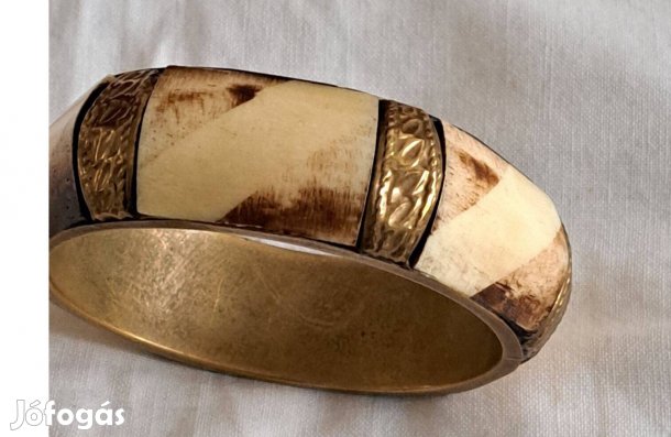 Antik indiai csont betétes széles karperec