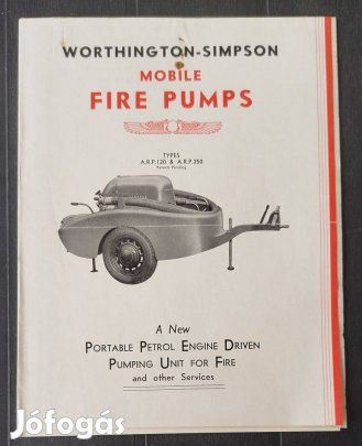 Antik irat 1939.Worthington-Simpson tűzoltó szivattyú
