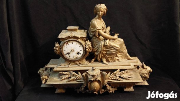 Antik kandalló óra nő szoborral