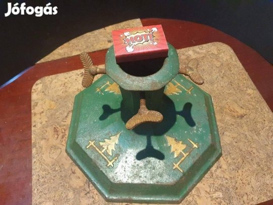 Antik karácsonyfa tartó talp masszív súlyos öntöttvas szép örök darab