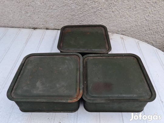 Antik katonai fém doboz, retró 