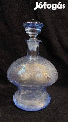 Antik kék likőrös üveg palack dugóval