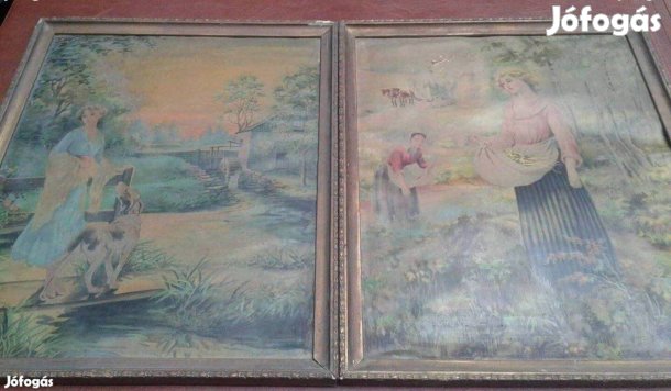 Antik kép arany képkeret 100 éves