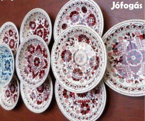 Antik kerámia tányér gyűjtemény Buzsáki kézi festés