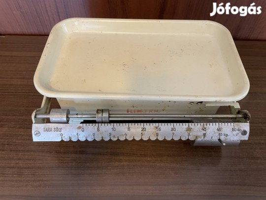 Antik kézi fém konyhai mérleg, dupla skálás