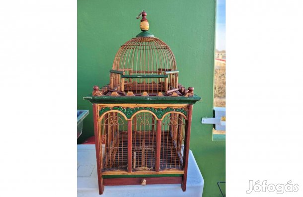 Antik kézzel készült madárkalitka 60 x 32 cm