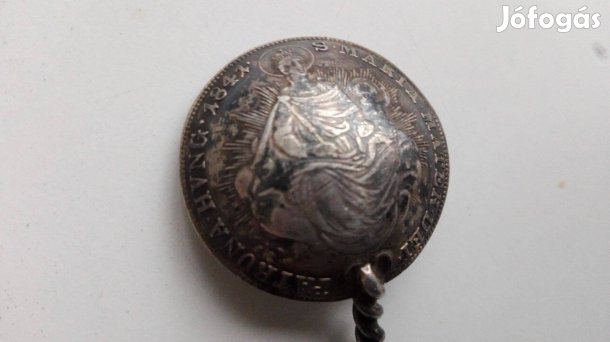 Antik kiskanál jelzet ezüst 1841-es 20 krajcárosból készült ritka