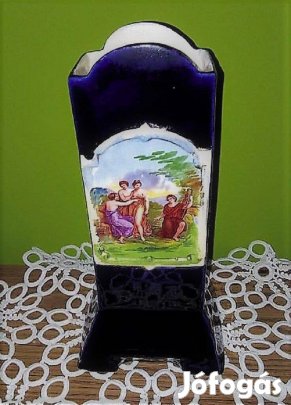 Antik kobaltkék Josef Strnact Junior fajansz váza