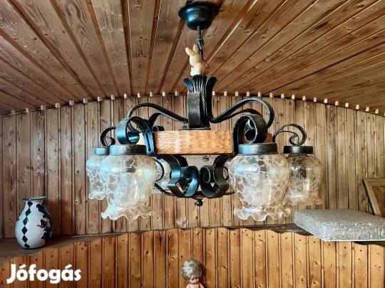 Antik kovácsoltvas csillár rusztikus (1960-70)