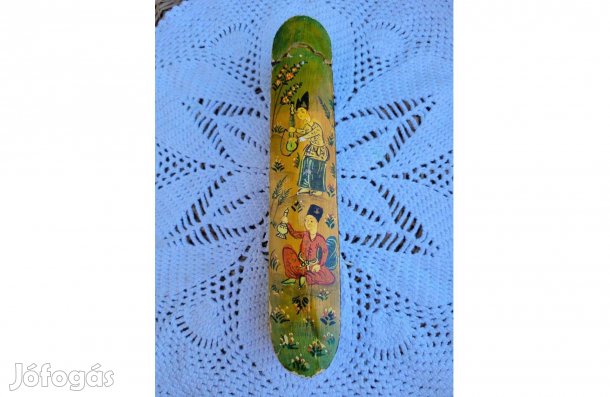 Antik lakkozott papírmasé perzsa ceruzadoboz 20. század eleje